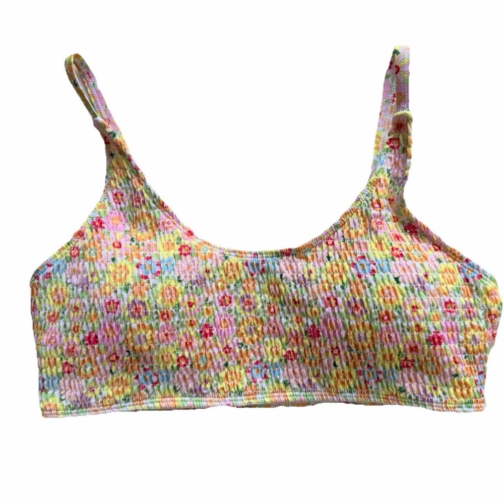 Floral Multicolor Women's Halter Bikini Top 1XL